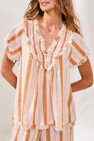 Tribal Smock Raw Edge Top Sahara