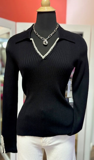 Tribal Sweater Blanket Stitch Black