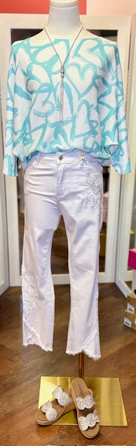 CU Turquoise Heart Top O/S