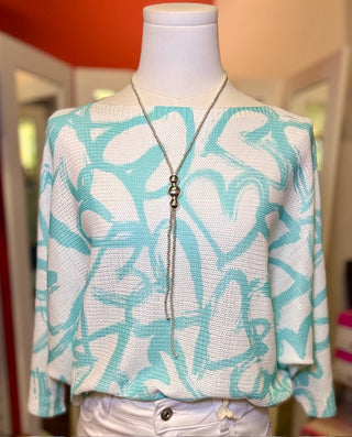 CU Turquoise Heart Top O/S