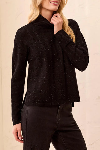 Tribal Cable Stitch Black Sweater