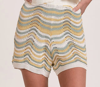 Elan white multi crochet shorts