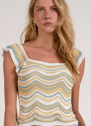 Elan white multi crochet top