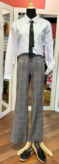 CharlieB Flare Plaid Pant Stud Charcoal