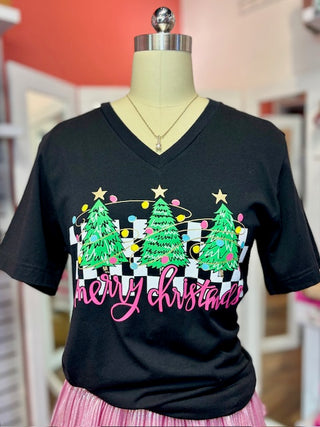 Stat V-neck Black w/Trees