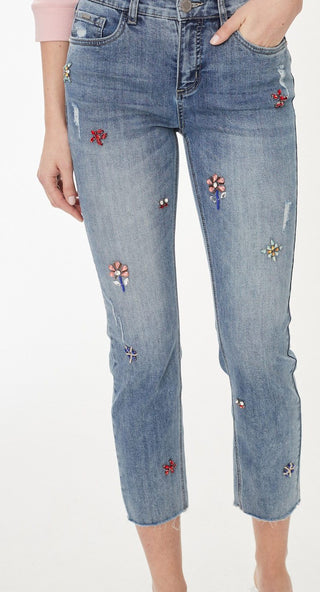 Bejeweled straight Ankle Jeans