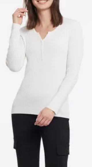 Ribbed knit Henley sweater